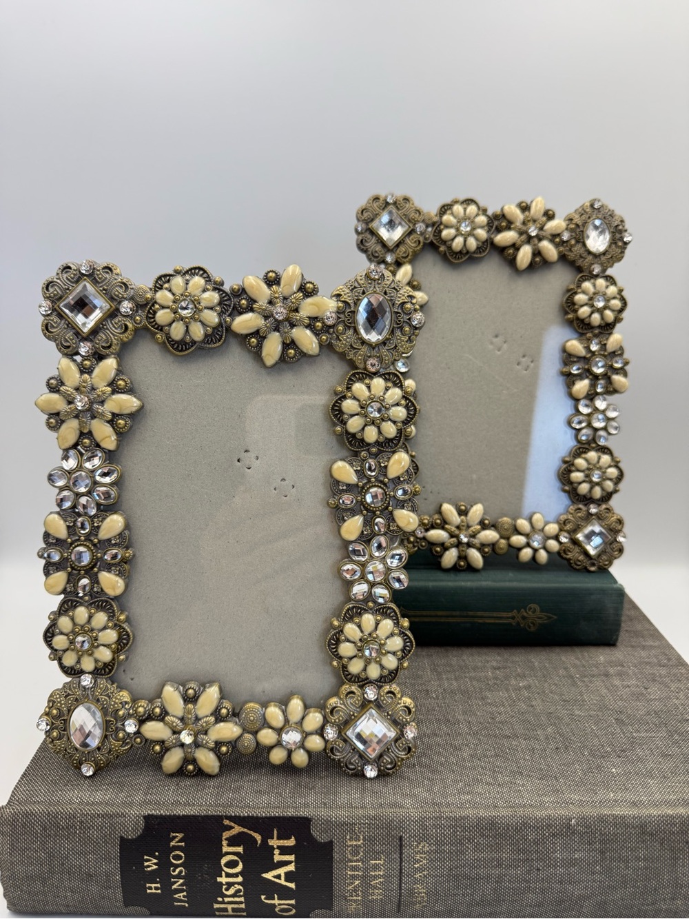 2 Vintage Jeweled Picture Frames
